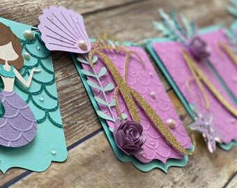 Mermaid Banner, Mermaid Party, Purple Mermaid Banner