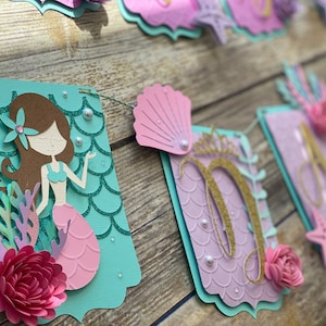 Mermaid Banner, Mermaid Party, Pink Mermaid Banner