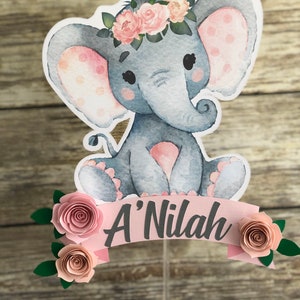 Pink Elephant Cake Topper, Elephant Topper, Cake Topper