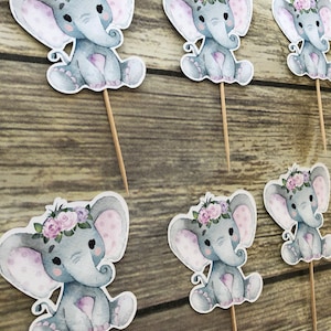Purple Elephant Cupcake Topper, Elephant Topper, Cupcake Topper, Elephant Toppers