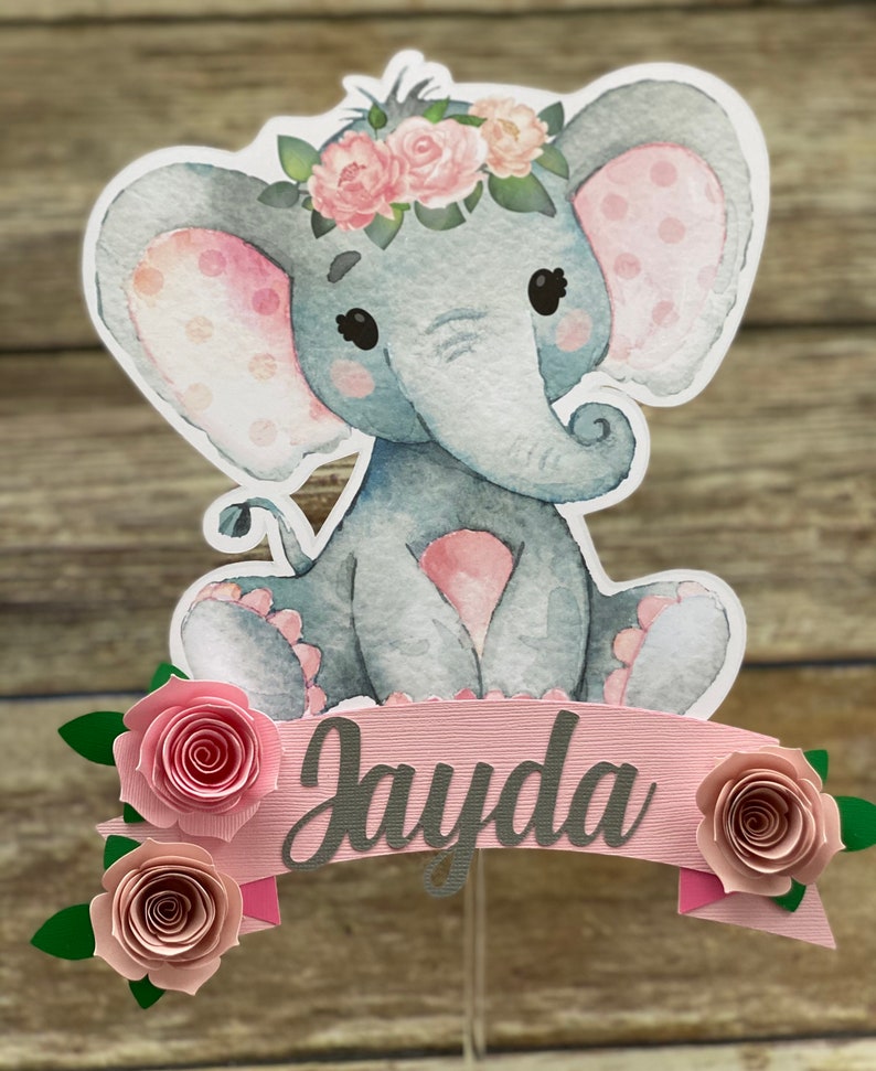 Pink Elephant Cake Topper Elephant Topper Cake Topper Etsy