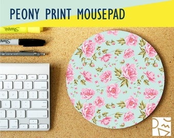 Peony Pattern Print Mousepad, Home & Office, Office Decor, Trendy Workspace, Home Office, Floral Print, Work Desk, Mousepad, Office Supplies