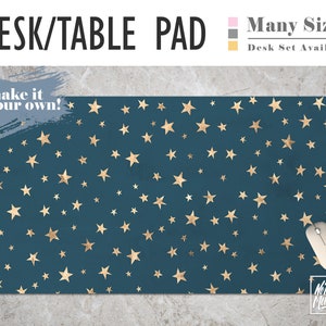 Gold Stars Print Desk Mat, Extended Mouse Pad, Desk Set, Home Office, Office Decor, Trendy Workspace, Vintage Print, Gaming Pad, Star Print