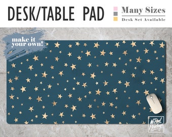 Gold Stars Print Desk Mat, Extended Mouse Pad, Desk Set, Home Office, Office Decor, Trendy Workspace, Vintage Print, Gaming Pad, Star Print