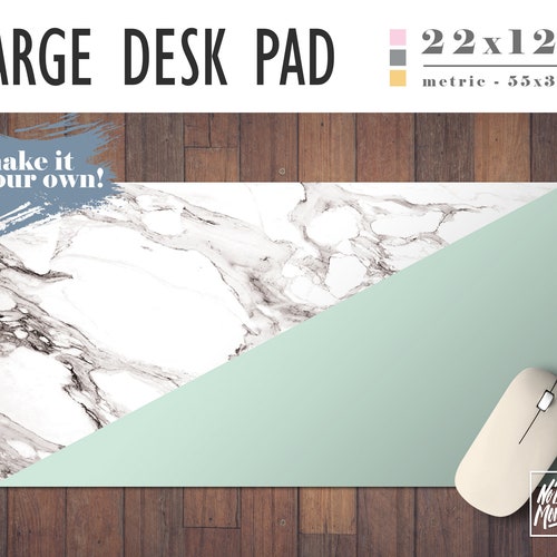 Dipped White Marble Print Desk Mat 2 Sizes High Quality Etsy