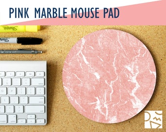 Pink Marble Print Round Mouse Pad, Office Decor, Office Desk Accessory, Home Office, Office Decor, Trendy Workspace, Work Essentials, Gamer