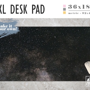 Deep Space Black Print Extra Large Desk Pad, Desk blotter, Office Decor, Extended Mouse Mat - 36x18in, Home Office, Space Print, Trendy Desk