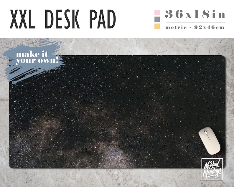 Deep Space Black Print Extra Large Desk Pad Desk Blotter Etsy