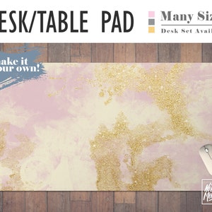 Pink and Gold Print Desk Mat, Extended Mouse Pad, Desk Set, Home Office, Office Decor, Trendy Workspace, Gaming Desk, Work Essentials