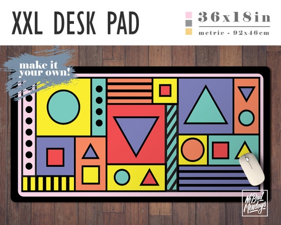 Memphis Style Desk Mat, 36x18 in, Trendy Workspace