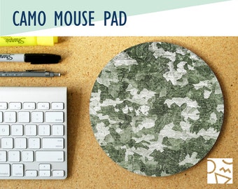 Camouflage, Camo, Hunter Print Round Mouse Pad, Office Decor, Office Desk Accessory, Home Office, Trendy Workspace, Army Print, Minecraft
