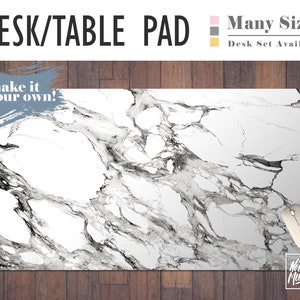 White Marble Print Desk Mat, Extended Mouse Pad, Desk Set, Home Office, Office Decor, Trendy Workspace, Gaming Desk, Work Essentials