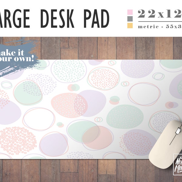 Pastel Bubbles Print Desk Mat, Desk Accessory, Home Office, Office Decor, Gamer Desk, Office Supplies, Student Desk, Work Essentials