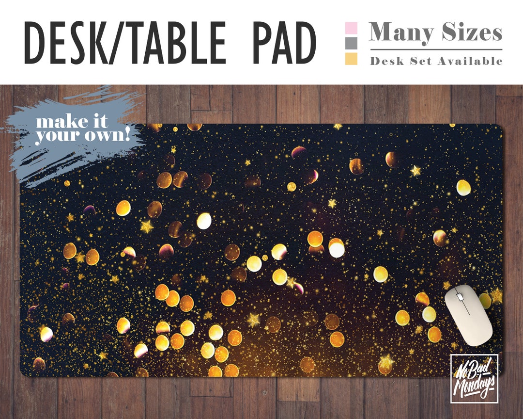 Gold Glitter Print Desk Mat Desk Set Home Office Office Etsy