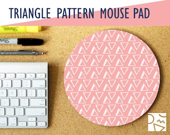 Triangle Print Round Mousepad, Trendy Desk Accessory