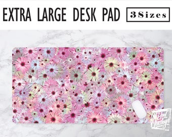 Pink Floral Desk Mat – Flower Mouse Pad, Workspace