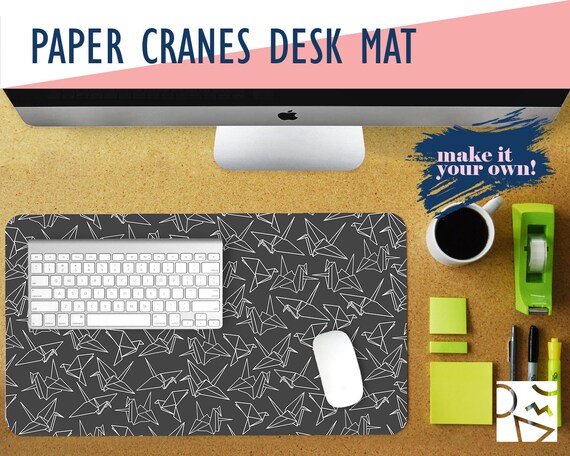 Paper Cranes Print Desk Mat Choose Your Base Color 2 Sizes Etsy