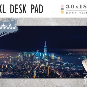 City blue Print Extra Large Desk Pad, Desk blotter, Office Decor, Home Office, Office Decor, Trendy Workspace, Gaming Desk, Work Essentials