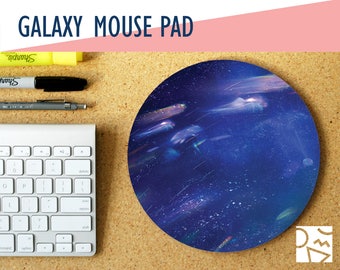 Galaxy Print Round Mouse Pad, Desk Accessory, Home Office, Office Decor, Gamer Desk, Office Supplies, Student Desk, Work Essentials