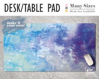 Watercolor Forest Print Desk Mat, Extended Mouse Pad, Desk Set, Home Office, Office Decor, Trendy Workspace, Gaming Desk, Work Essentials