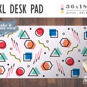 Geometry Party Extra Large Desk Pad - 36x18&quot; - Extra Large Mouse Pad, Desk Mat, Desk Accessory, Home Office, Office Decor, Trendy Workspace