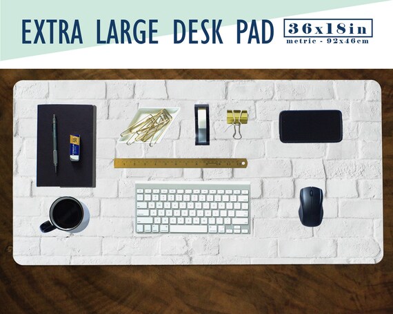 White Brick Print Extra Large Desk Pad With Available Custom White Brick Print Extra Large Desk Pad