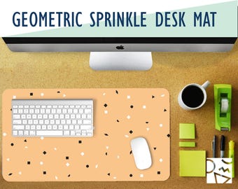 Geometric Sprinkle Print Desk Mat, Desk Accessory, Home Office, Office Decor, Gamer Desk, Office Supplies, Student Desk, Work Essentials