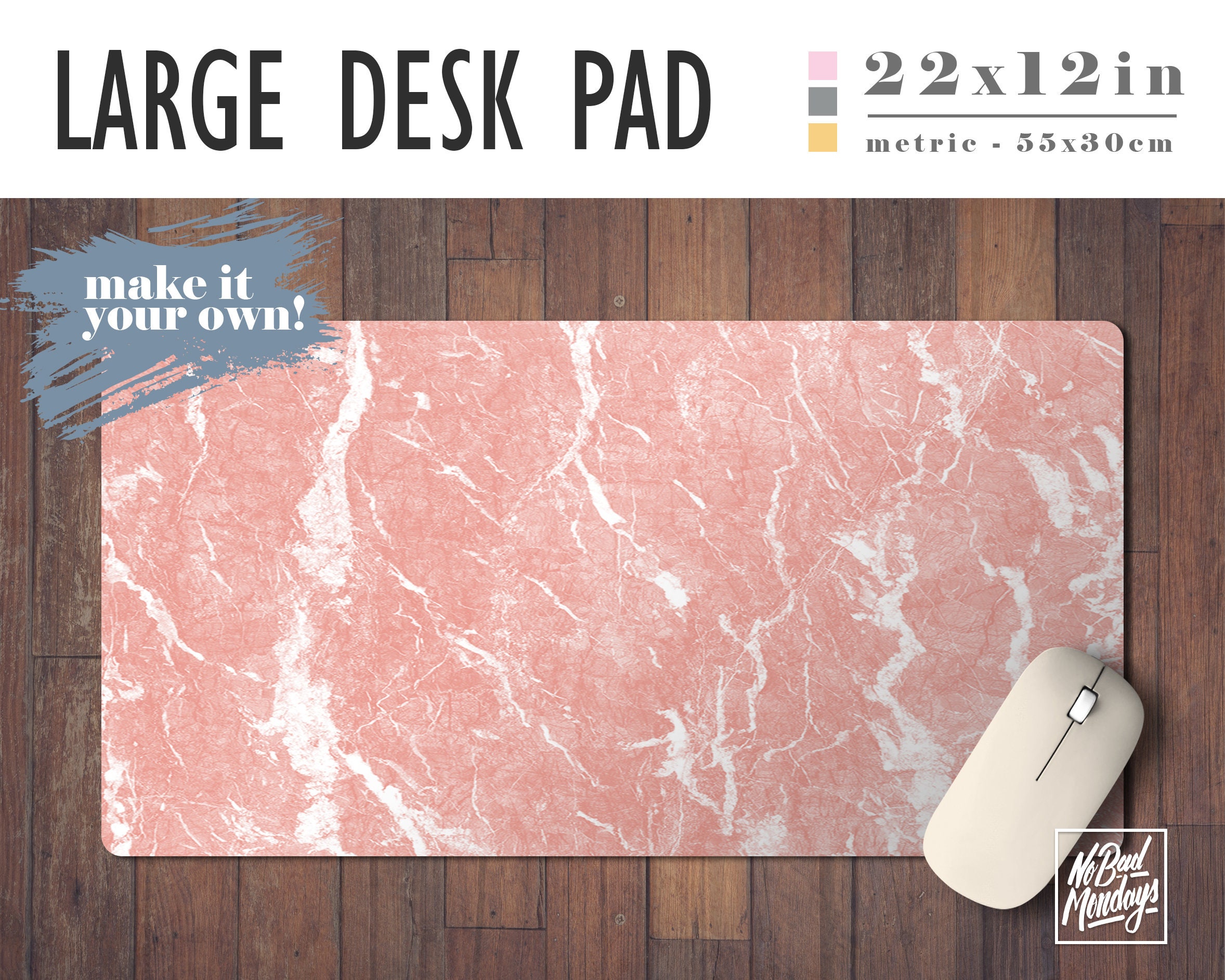 Pink Print Mat Pink Marble Print Desk Mat, 2 Sizes, High Quality Digital Print ...