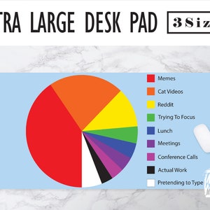 Werkdag Taartdiagram Bureaumat, Kantoordecoratie, Thuiskantoor, Werkbenodigdheden, Studentenbureau, Gaming bureau, Muismat, Werkruimte Decor, Meme