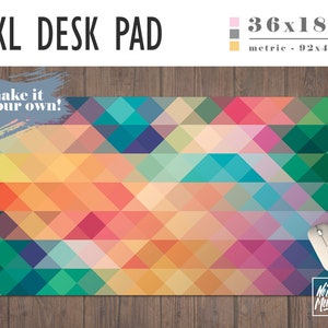 Colorful Triangles Print Extra Large Desk Pad, Home Office, Office Decor, Gamer Desk, Office Supplies, Student Desk, Work Essentials