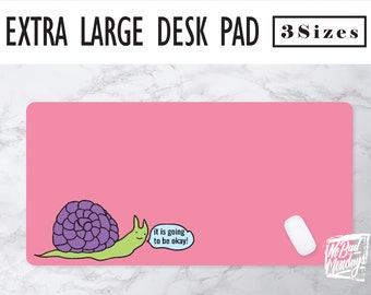 Positivity Snail Desk Mat - 3 Sizes - High Quality Digital Print, Mouse Pad, Cute Workspace, Desk Pad, Snail, Cute Illustration, Inspiration