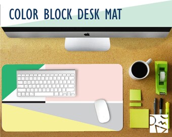 Geometric Color Block Desk Mat, Extended Mouse Pad