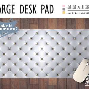 White Padding Print Desk Mat, Desk Accessory, Home Office, Office Decor, Gamer Desk, Office Supplies, Student Desk, Work Essentials