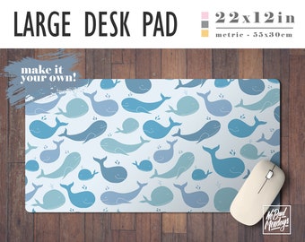 Whale Print Desk Mat, Desk Accessory, Home Office, Office Decor, Trendy Workspace, Gaming Desk, Work Essentials, Mousepad, Home Decor