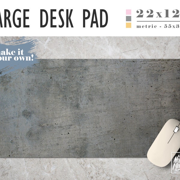 Cement Print Desk Mat, Extended Mouse Pad, Desk Accessory, Home Office, Office Decor, Workspace Decor, Gaming Desk, Work Essentials