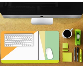 Geometric Color Block Desk Mat, Modern Workspace Accessory