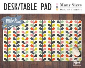 Retro Print Desk Mat, Extended Mouse Pad, Desk Set, Trendy Workspace, Office Decor, Home Office, Girly Desk, Vintage Pattern, Retro Style