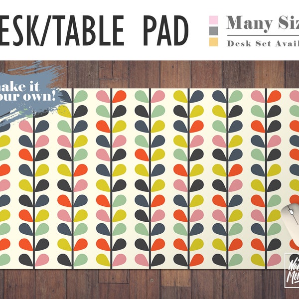 Retro Print Desk Mat, Extended Mouse Pad, Desk Set, Trendy Workspace, Office Decor, Home Office, Girly Desk, Vintage Pattern, Retro Style