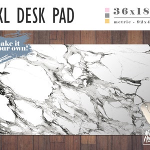 White Marble Print Extra Large Desk Pad, Home Office, Office Decor, Gamer Desk, Office Supplies, Student Desk, Work Essentials, Marble Home image 1