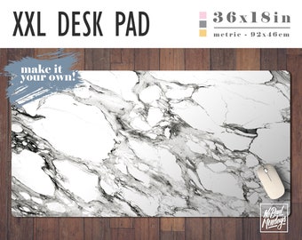 White Marble Print Extra Large Desk Pad,  Home Office, Office Decor, Gamer Desk, Office Supplies, Student Desk, Work Essentials, Marble Home