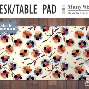 Boho Floral Print Desk Mat, Extended Mouse Pad, Desk Set, Home Office, Office Decor, Trendy Workspace, Work Essentials, Gamer Desk