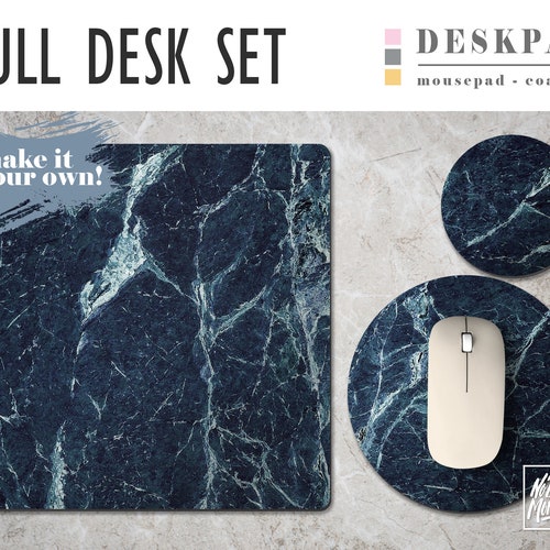 Blue Marble Print Extra Large Desk Pad With Available Custom Etsy