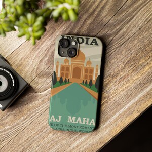 Vintage India Taj Mahal Phone Case, Travel Poster Slim Protector, Retro Indian Monument Cover, Historical Architecture Mobile Shell, Unique