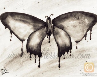 Black and White Watercolor Butterfly - Digital Download
