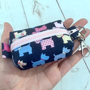Scottie Dog Keyring Purse, Mini Box Bag, coin purse, handy key fob, lovely gift, handmade, lipstick holder, loose change, Scottish Terrier