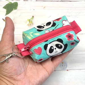 Panda Bear Keyring Purse, Mini Box Bag, coin purse, handy keyring, lovely gift, handmade, lipstick holder, loose change, stocking filler