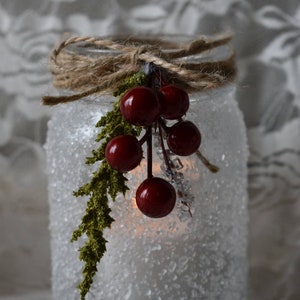 Frosty Christmas jar, Christmas decor, Winter decor, Christmas mason jars, Winter home decor, Winter candle holder, Christmas home decor