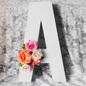 Flower Letter, Simple, Floral Letters, 16&quot; X 10&quot;, Large Floral Letter, Custom Floral Letter