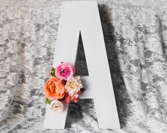 Flower Letter, Simple, Floral Letters, 16" X 10", Large Floral Letter, Custom Floral Letter