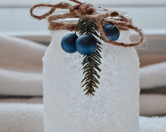Winter mason jar, Christmas decor, Winter decor, Christmas mason jars, Winter home decor, Winter candle holder, Christmas home decor